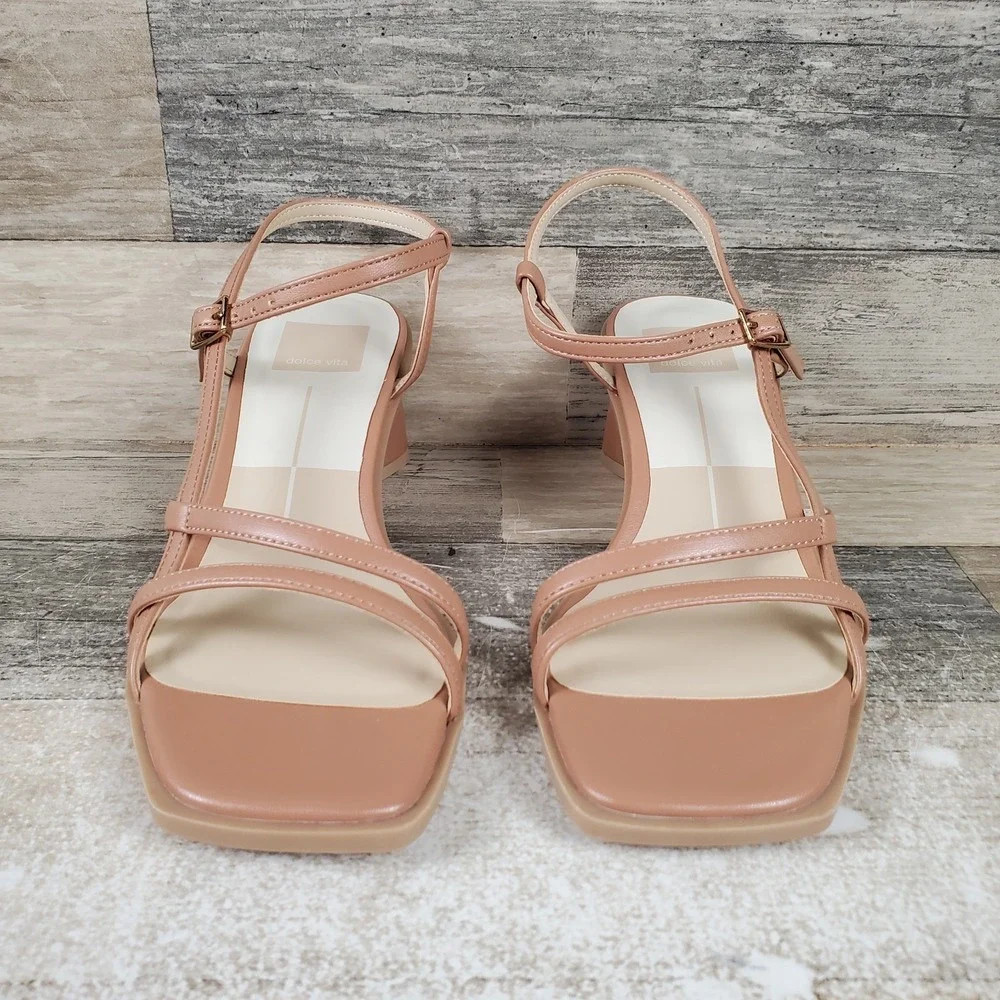 Dolce Vita Britt Womens Sandals Sz 6.5 Whiskey Stella Brown Leather Block Heel